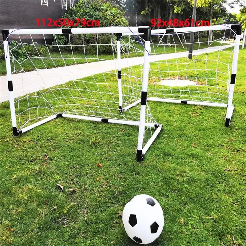 2 in1 Mini Fußball Fußball Tor Falt pfosten Netz pumpe Kinder Sport Indoor Outdoor Spiele Spielzeug Kinder Sport Trainings geräte