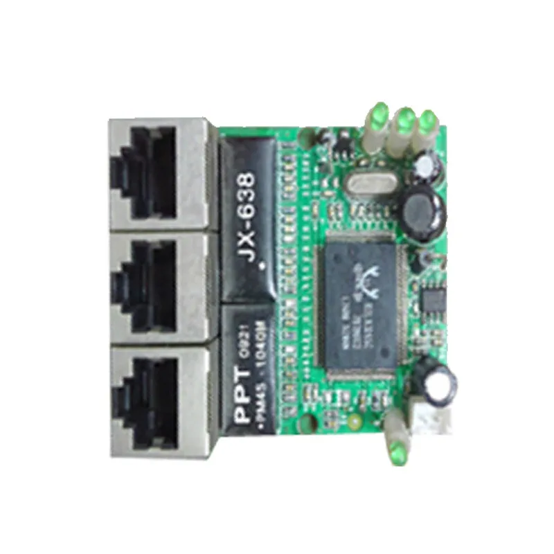 OEM Fast switch mini interruptor ethernet de 3 puertos, 10/100mbps, rj45, hub de red, placa de módulo pcb para Módulo de integración de sistema