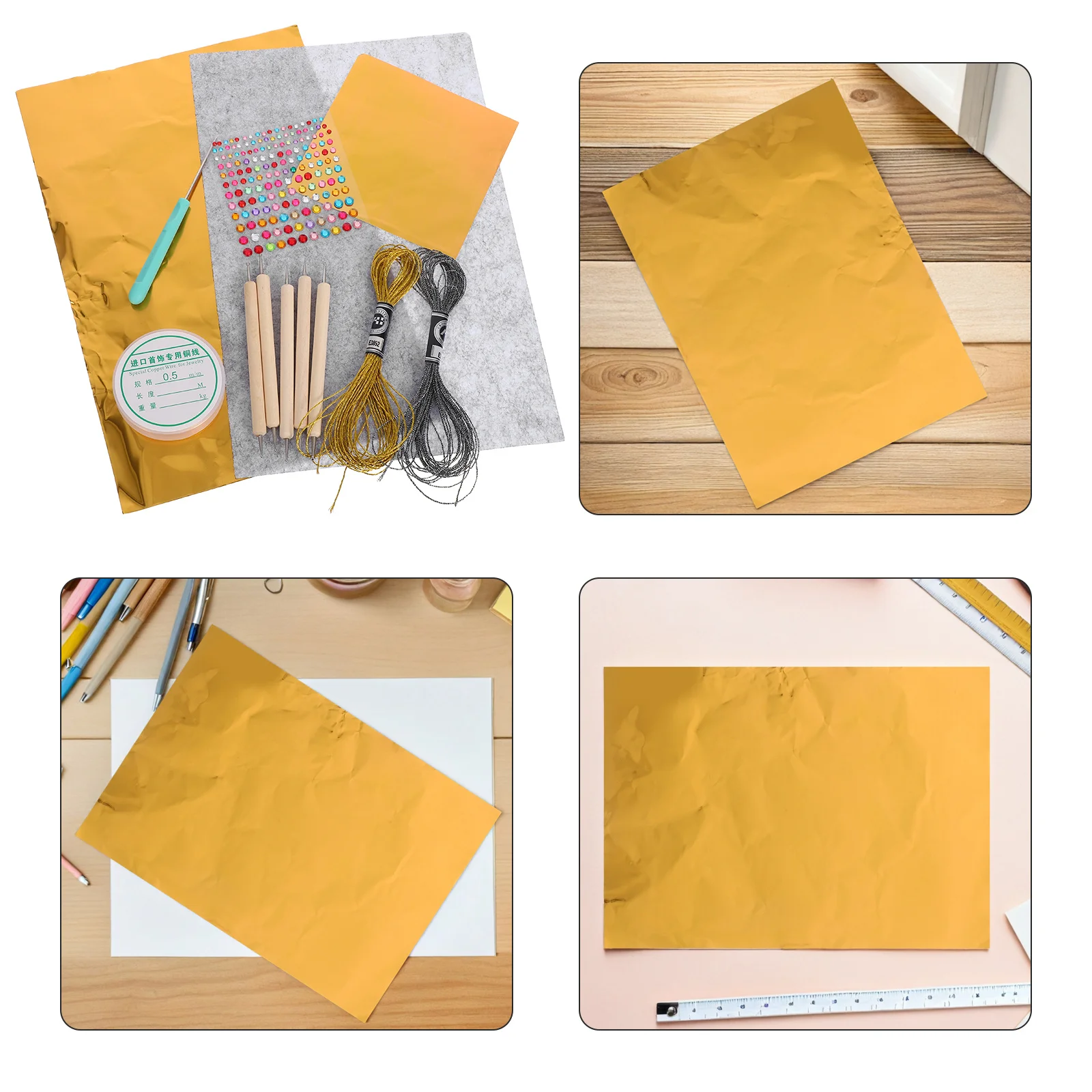 

1Set Gold Foil Sheets Metallic Gold Cardstock DIY Crafts Furniture Decoration Elegant Shine Multipurpose Usage