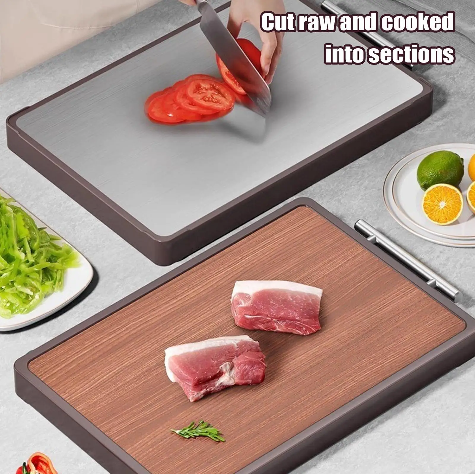 Meat Cutting Board Non-slip Double Sided Cutting Board Kitchen Utensils Gadgets for Vegetables Pastry Bread Sushi Raw Cooked