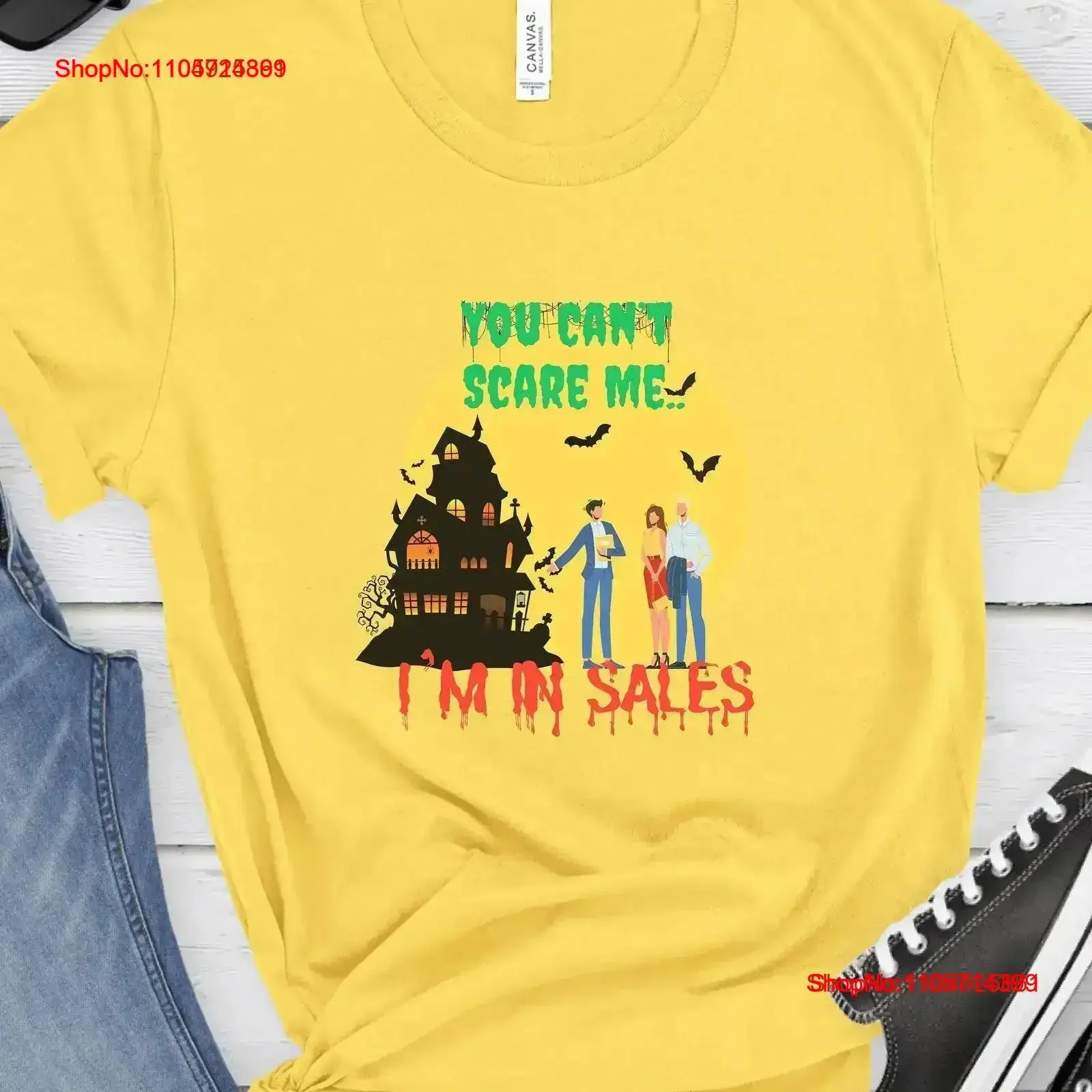 You Can't Scare Me I'm in Sales Halloween T Shirt Funny Realtor Salesperson vintage Washed homme Versatile Stretched Breathable
