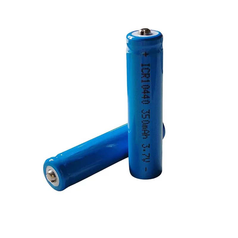 10440 AAA Size 3.7V 350mAh ICR10440 batteria ricaricabile agli ioni di litio con punte a bottone per torcia