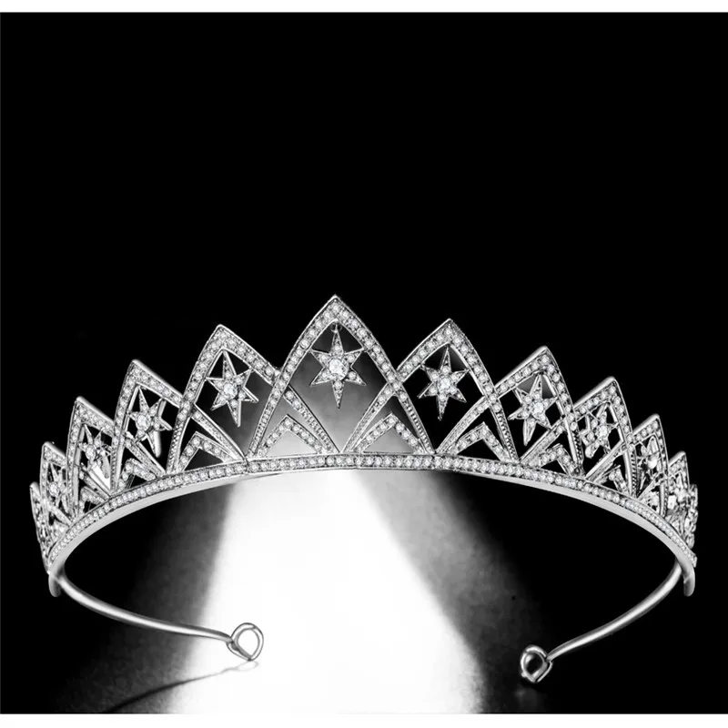 

CC Bridal Crown Women Hair Accessories Engagement Hairwear Wedding Tiaras Star Shape Tiaras Mini Crowns Trendy Headbands HS65