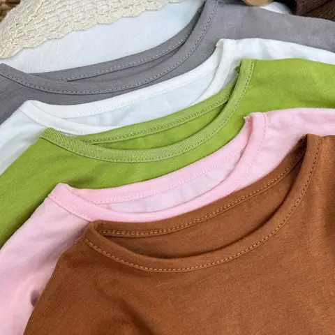 Höst Pojke Flicka Baby O-ringad Enfärgad Bottoming T-shirt Barn Enkel Casual Långärmad T-shirt Barn Bomullstoppar Spädbarn Unika T-shirts 10 best sales tröja för babyflicka - №8