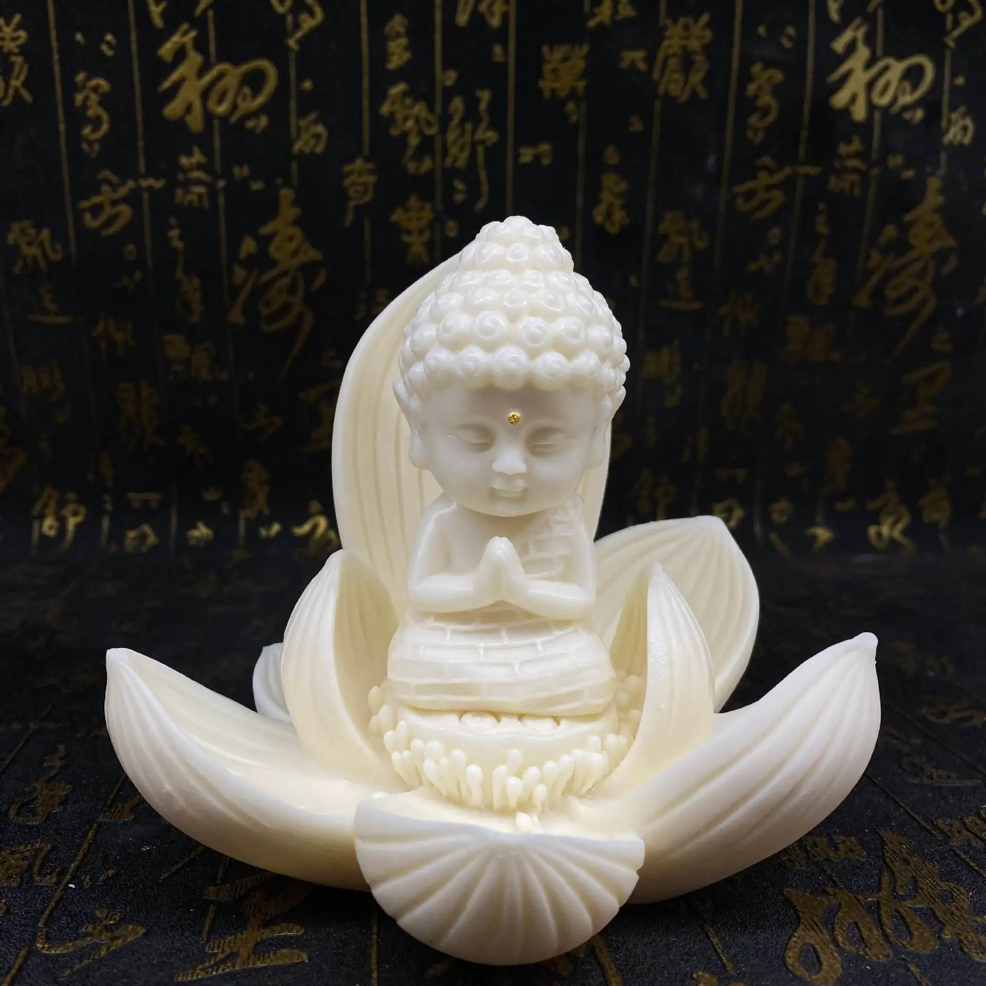 Natural Tagua Nut Hand Carved Baby Buddha Statue Car Dashboard Hanging Pendant Home Vehicle Collectible Ornament Gift