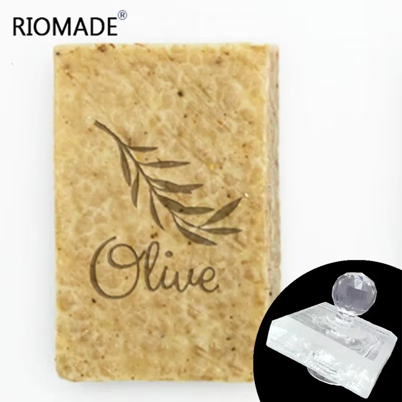 Olive Lemon Lavender Soap Stamp Transparent Natural Custom Stamps For Making Soap Acrylic Chapter With Handle Seal Customize