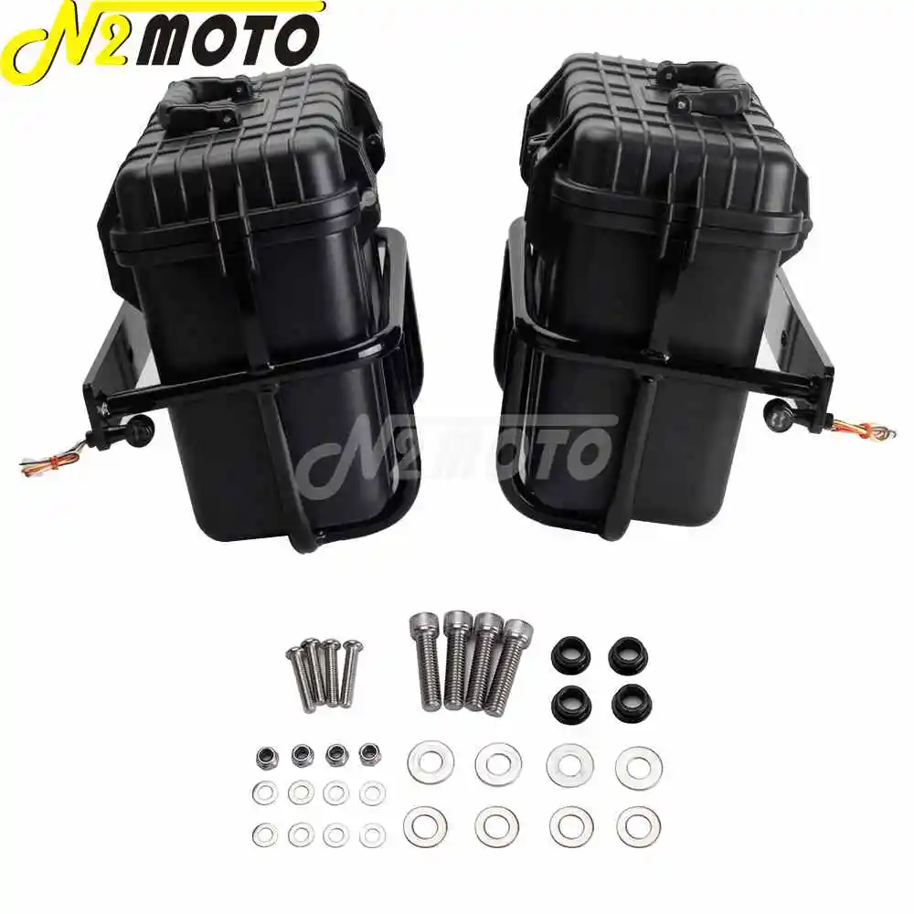 For Harley Softail M8 Saddlebag Rail Guard Bag LED Side Luggage Box Trunk Slim Deluxe Breakout Fat Bob Boy Low Rider Street Bob