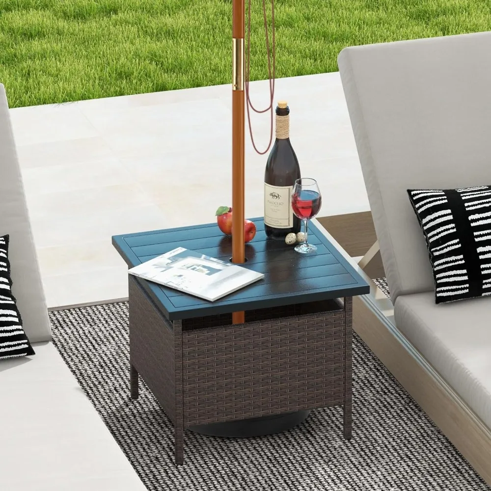 Umbrella Table, Outdoor Side Table with 2