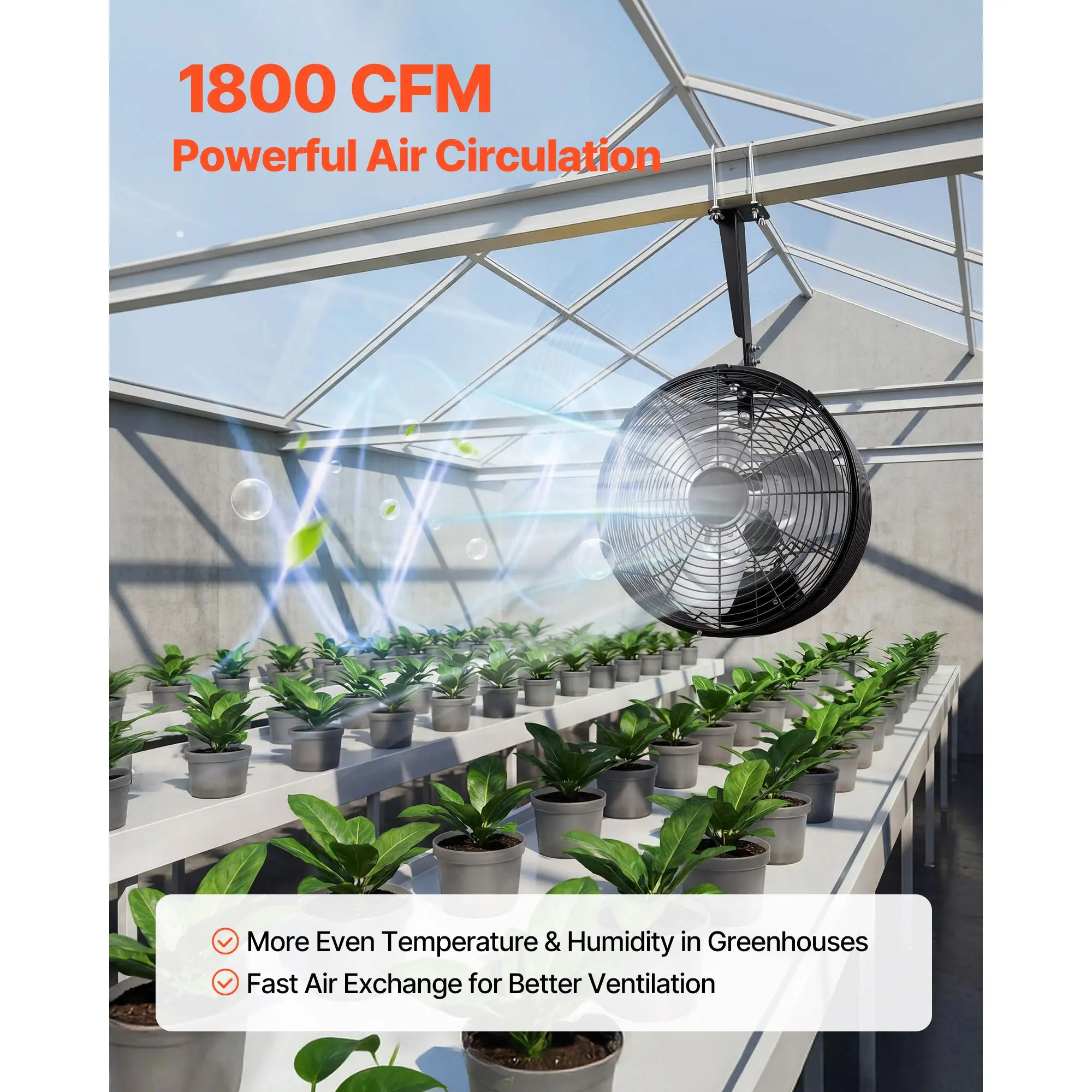 1800 CFM powerful wall-mounted air circulation electric fan 10 gears wind speed 3 switchable modes LCD control,