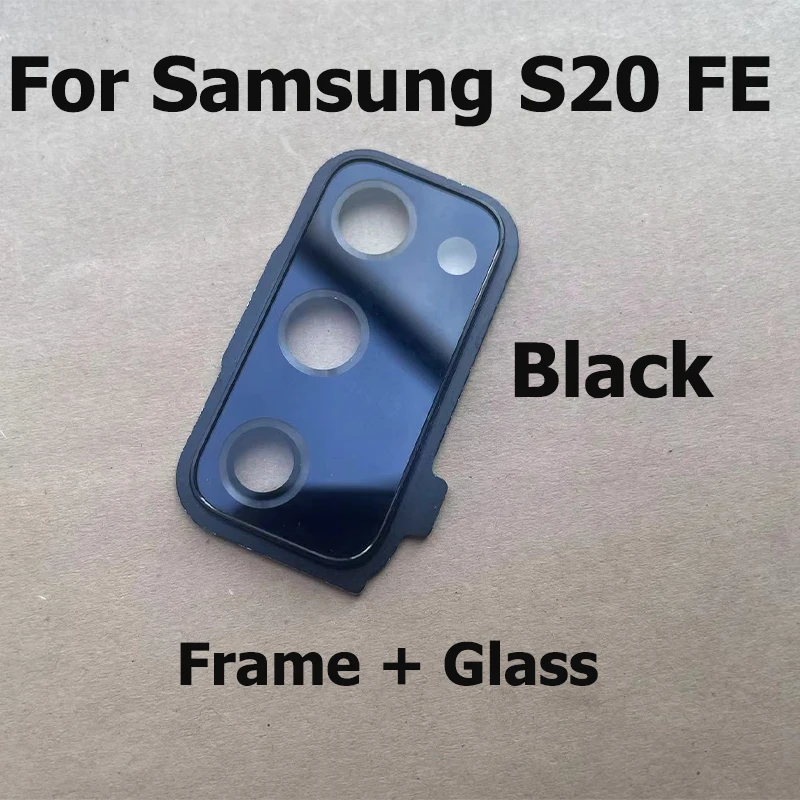 For Samsung Galaxy S20 FE Back Camera Glass Lens + Frame Rear Housing Back Cover With Metal Frame Holder Replacement