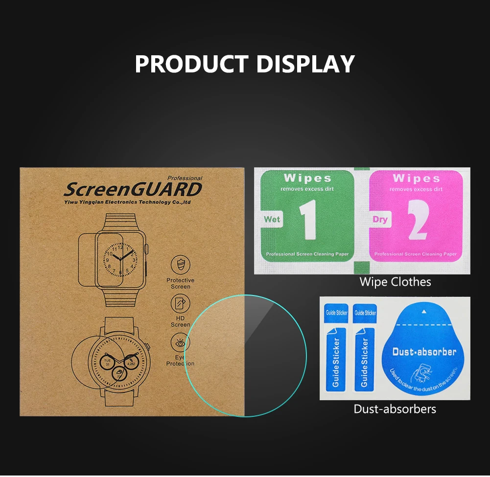 2PACK Round Watches Tempered Glass Screen Protective Film Diameter 23 26 29 34 35 36 38 39 40 42 45 46 mm Guard For Smart Watch