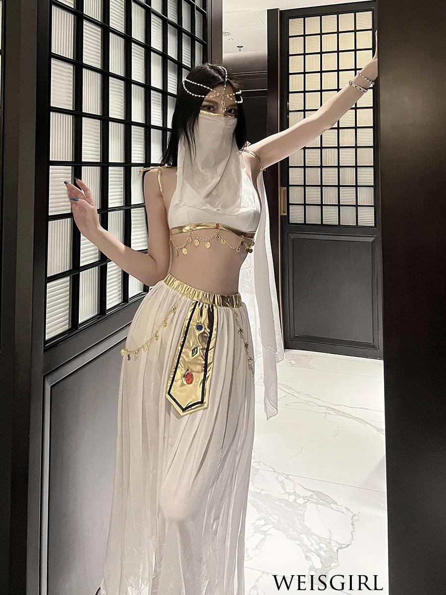 Sexy Princ Aladdin Cosplay Kostüm Exotischer Tanz Lady Outfit Polyester Material Ethnische Bühnenaufführung Damenbekleidung