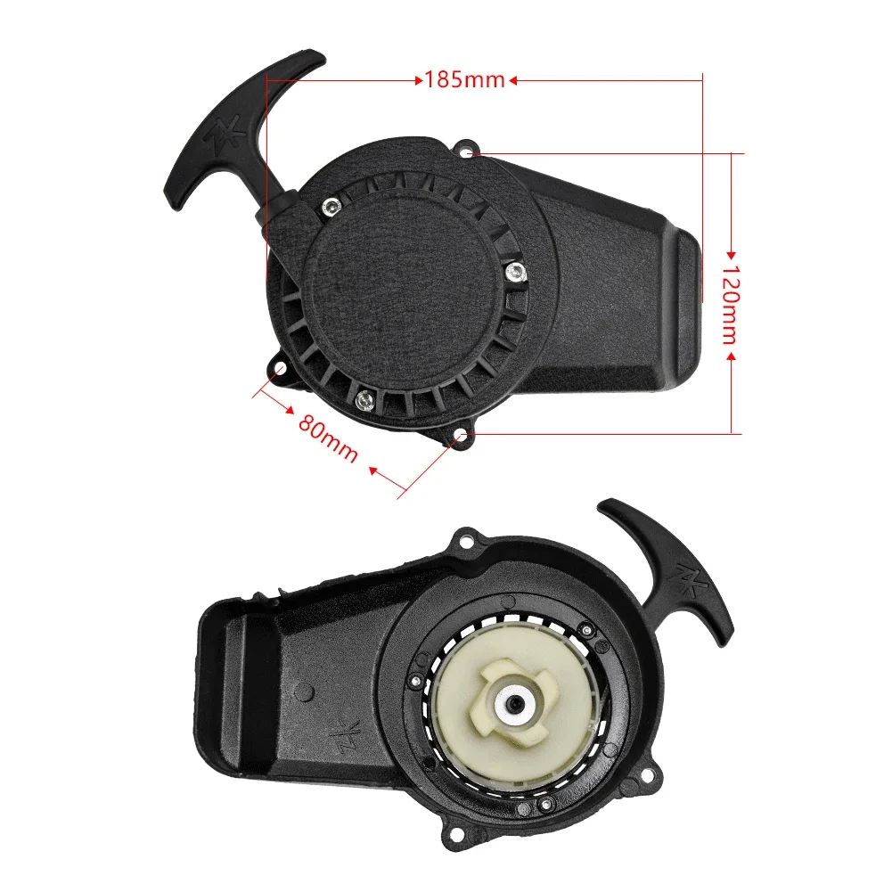 Black Pull Start+ Flywheel for 47cc 49cc 2 stroke Mini Pocket Scooter Dirt Bike ATV Recoil Starter Puller