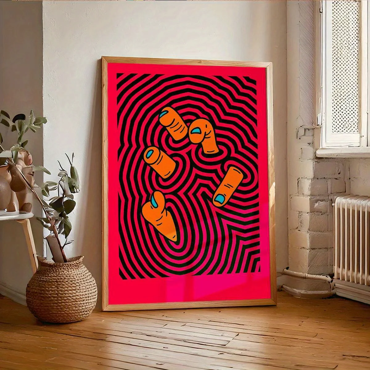 Modern Abstract Finger Art Posters Unframed Minimalist Psychedelic Canvas Prints for Living Rooms, Bedrooms, Bathrooms Decortion