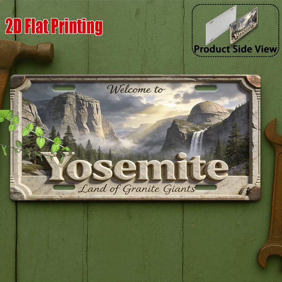 2D Flat - 【2D Flat】 1pc WELCOME TO YOSEMITE Retro Metal Sign | 11.8