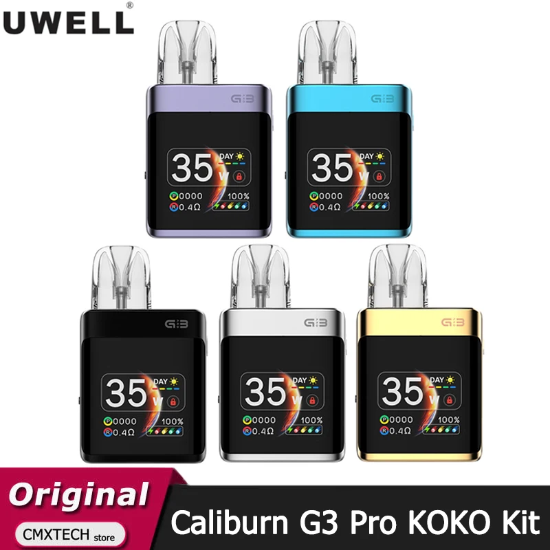 الأصلي السجائر الإلكترونية Uwell Caliburn G3 Pro KOKO Kit 35W Vape مع بطارية 1250mAh 2.5/3ml Caliburn G3 Pod Cartridge 0.4/0.9ohm