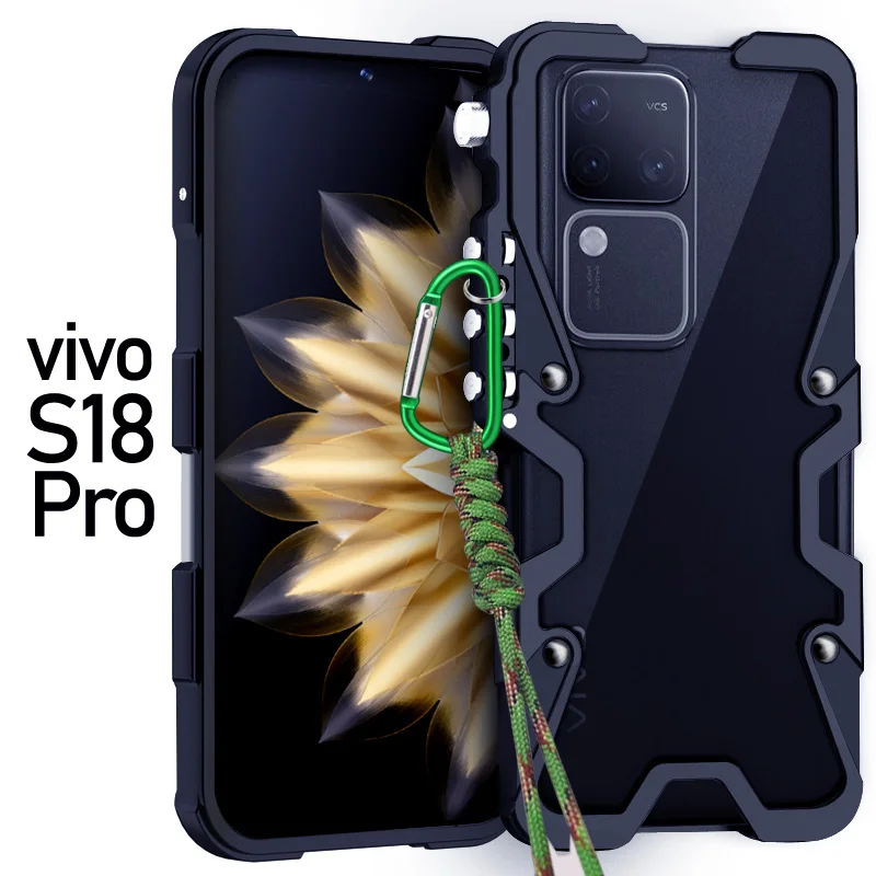

Luxury Armor Metal Aluminum Phone Case Bumper For Vivo S20 S19 S18 S18e S17 S16 S15 Pro Mechanical Purely Handmade Skull Cover