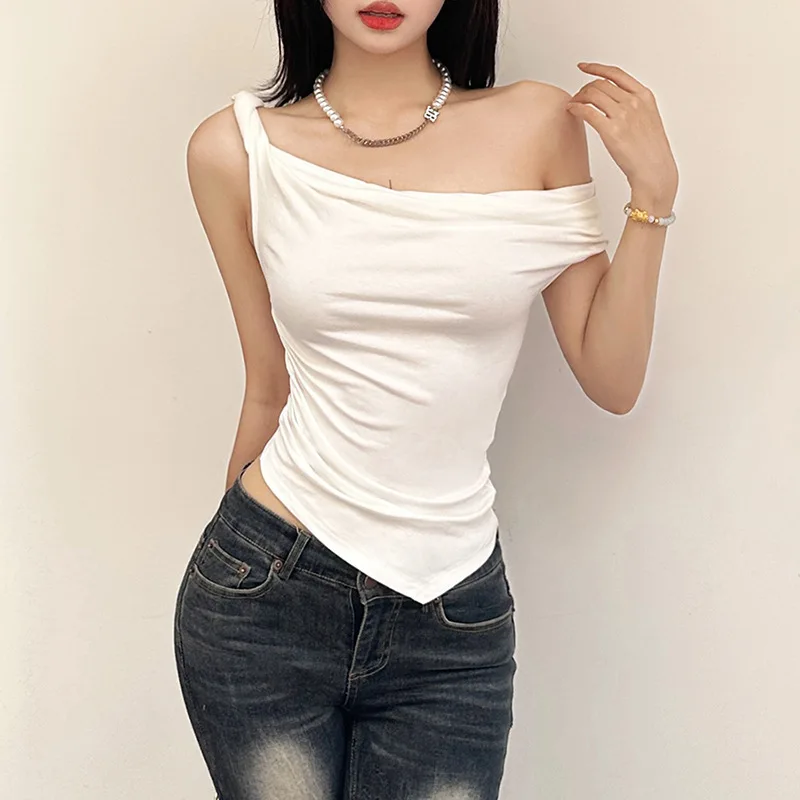 Solid Color Simple Tight Sexy Hot All-match Casual Youth Bright Confident Summer Travel Cool Women's Camisole Vest