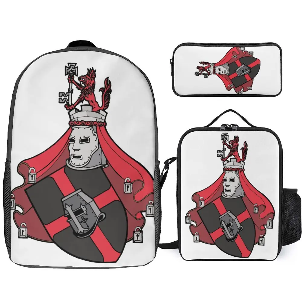 Dark age Clan Shield Nosferatuer en venta, juego 3 en 1, mochila de 17 pulgadas, bolsa de almuerzo, bolsa de bolígrafo, paquete de infantería duradero, Cosy Picnics Vin