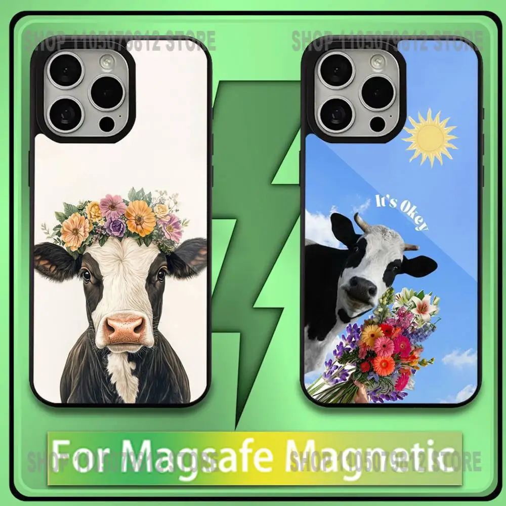 

Cute and funny cow Phone Case For iPhone17,16,15,14,13,12,11,Plus,Pro,Max,Mini Soft Magesafe Magnetic Wireless Charge
