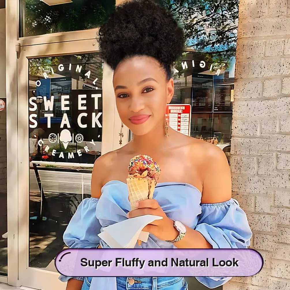 Synthetic Afro Puff Drawstring Ponytail Extension for Black Women  Clip On Kinky Drawstring Curly Ponytail Bun