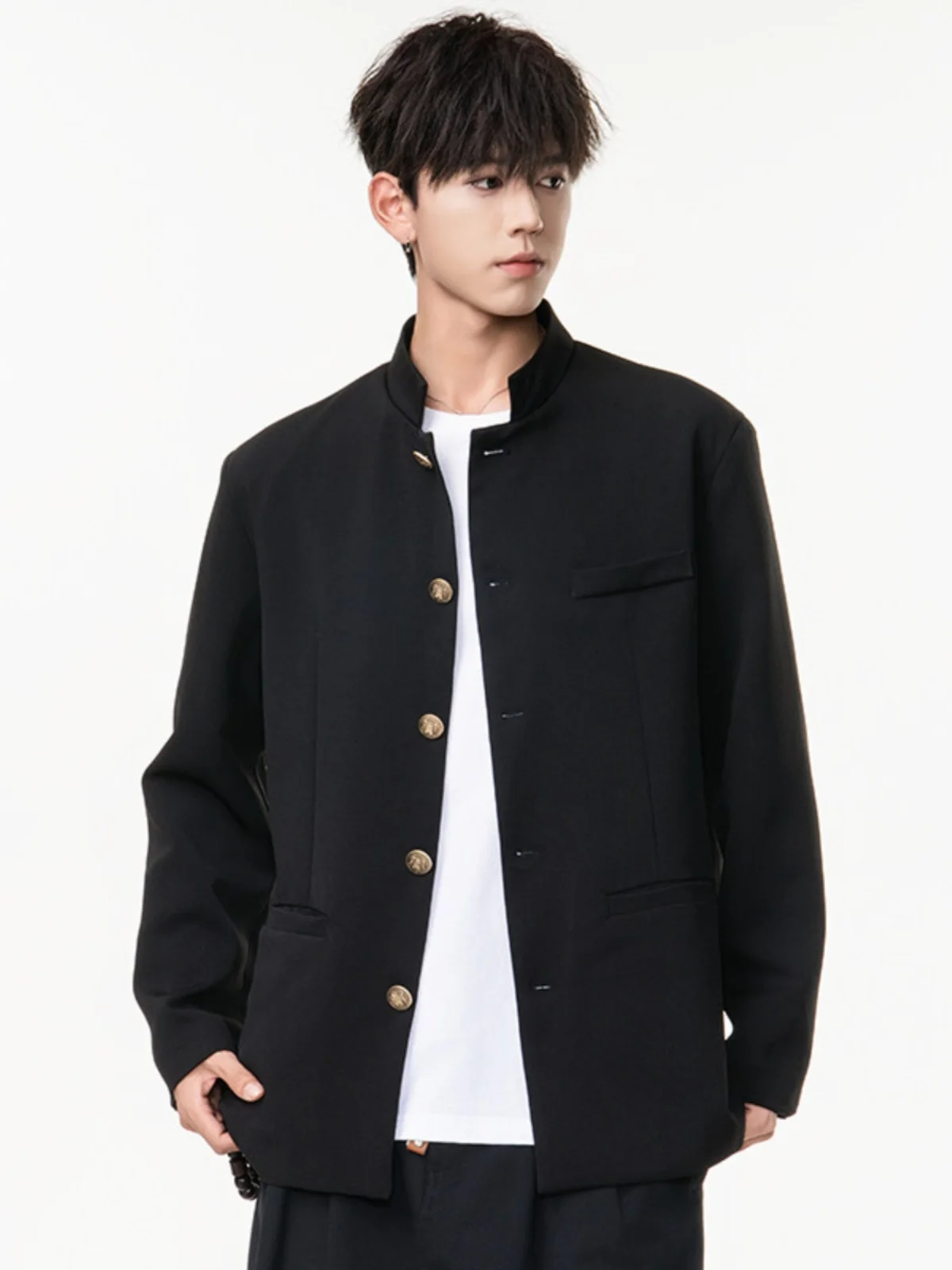 

New Chinese Sle Men's Jaet Stand Collar Suit Coat Large Size Spring Autumn Faion Brand Upwind Long Sve Color