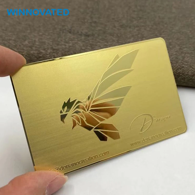 High Quality Mirror Gold Metal Business Card With Engraving