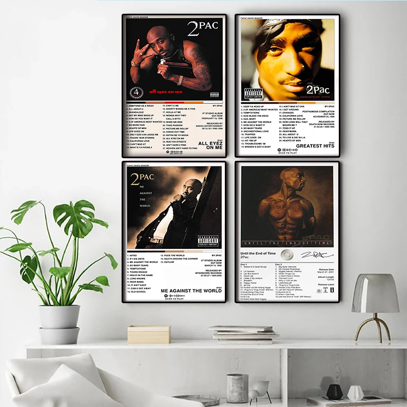 2Pac Music Album Cover Aesthetic Pictures Pop Hip Hop Rapper Tupac Posters For Room Modern Canvas Painting Art Wall Home Decor