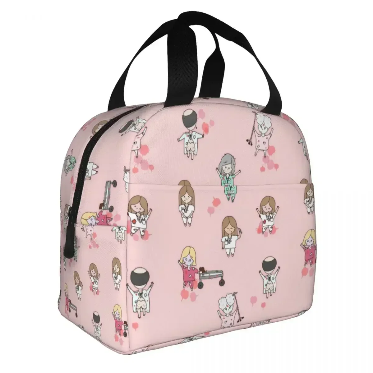 Cartoon Ladies Nurse Doctor Insulated Lunch Bags Thermal Bag Meal Container Enfermera En Apuros Tote Lunch Box for Men Women