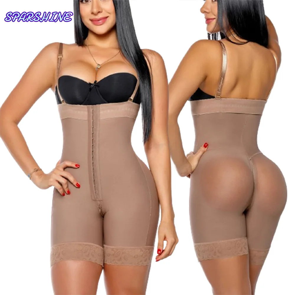 Fajas Colombianas women 's Slimming Postpartum Full Body Shaper adjustable shoulder strap open chest sleeveless jumpsuit