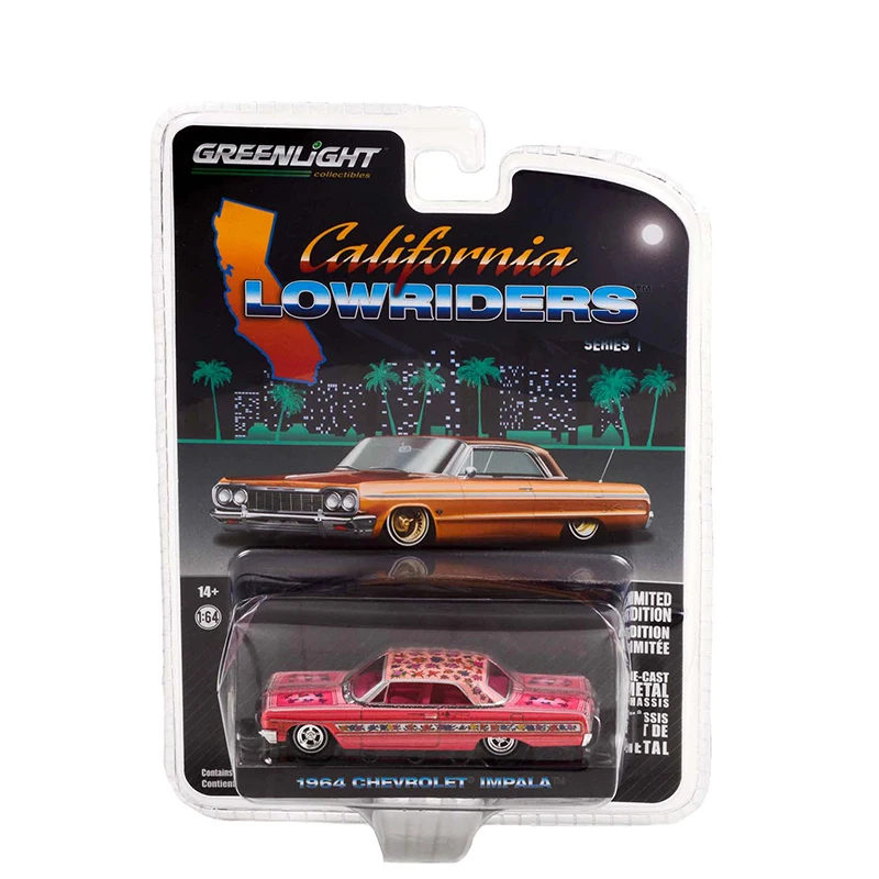 Green Light 63010 A CALIFORNIA LOWRIDER 1964 Impala Gypsy Rose 1:64 Alloy Diecast Model Car Collection Ornament Gift Toy