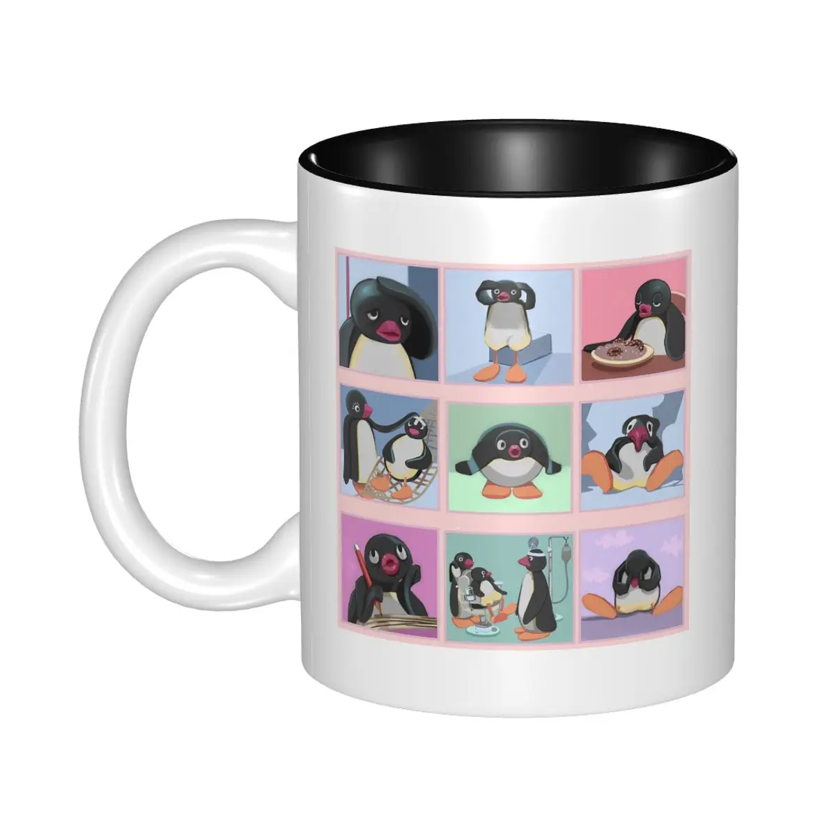 Pingu Sad Chronic Illness Sticker Set Mug Funny Ceramic Coffee Cups Tea Mugs Milk Cup Drinkware Gift for Woman Man
