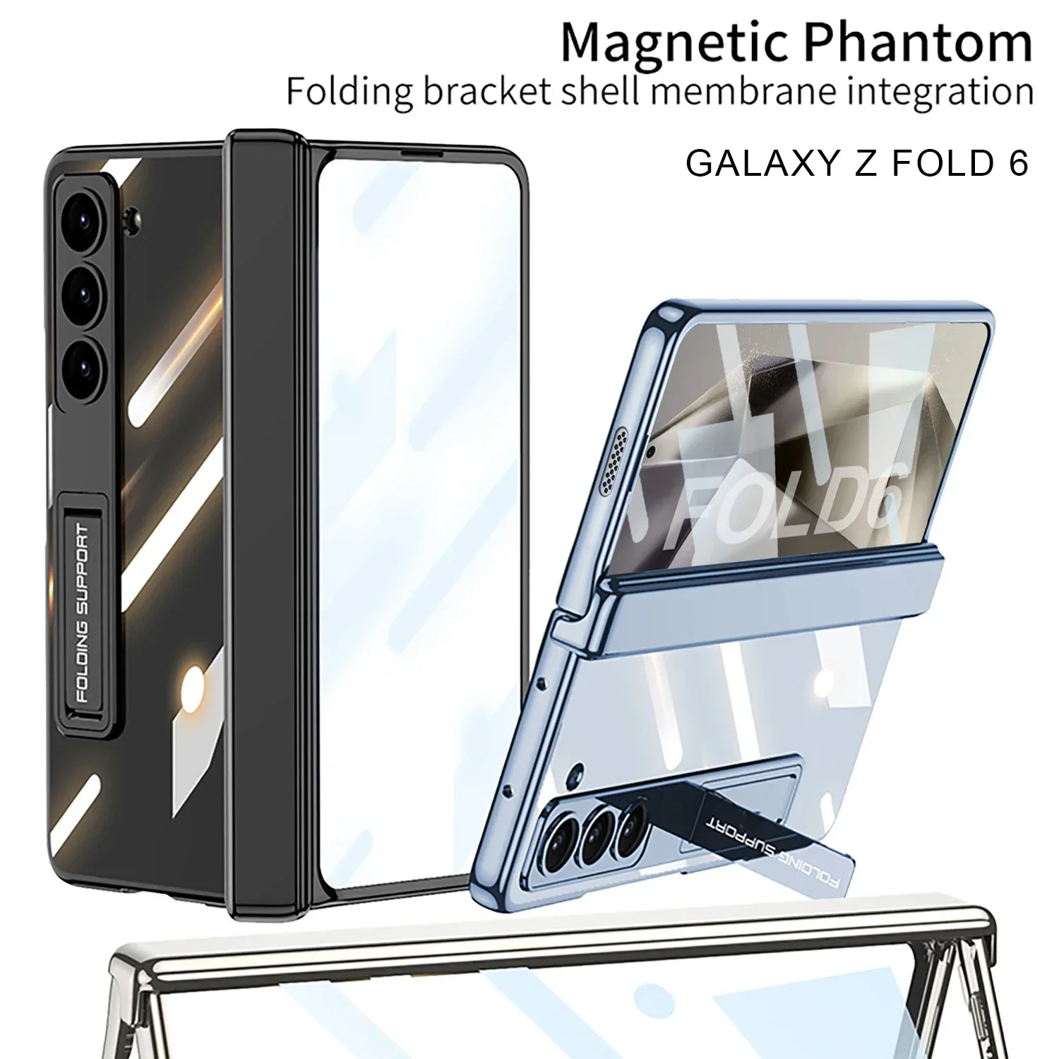 

New Luxury Transparent Kickstand Hinge Case for Samsung Galaxy Z Fold6 Flold5 Fold4 Built-in Screen Protector Rotating Shaft