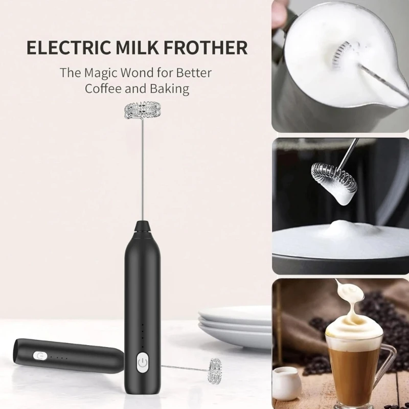 D0AB Handheld Electric Foam Maker Waterproof Whisk Drink Mixer Foamer Stainless Steel