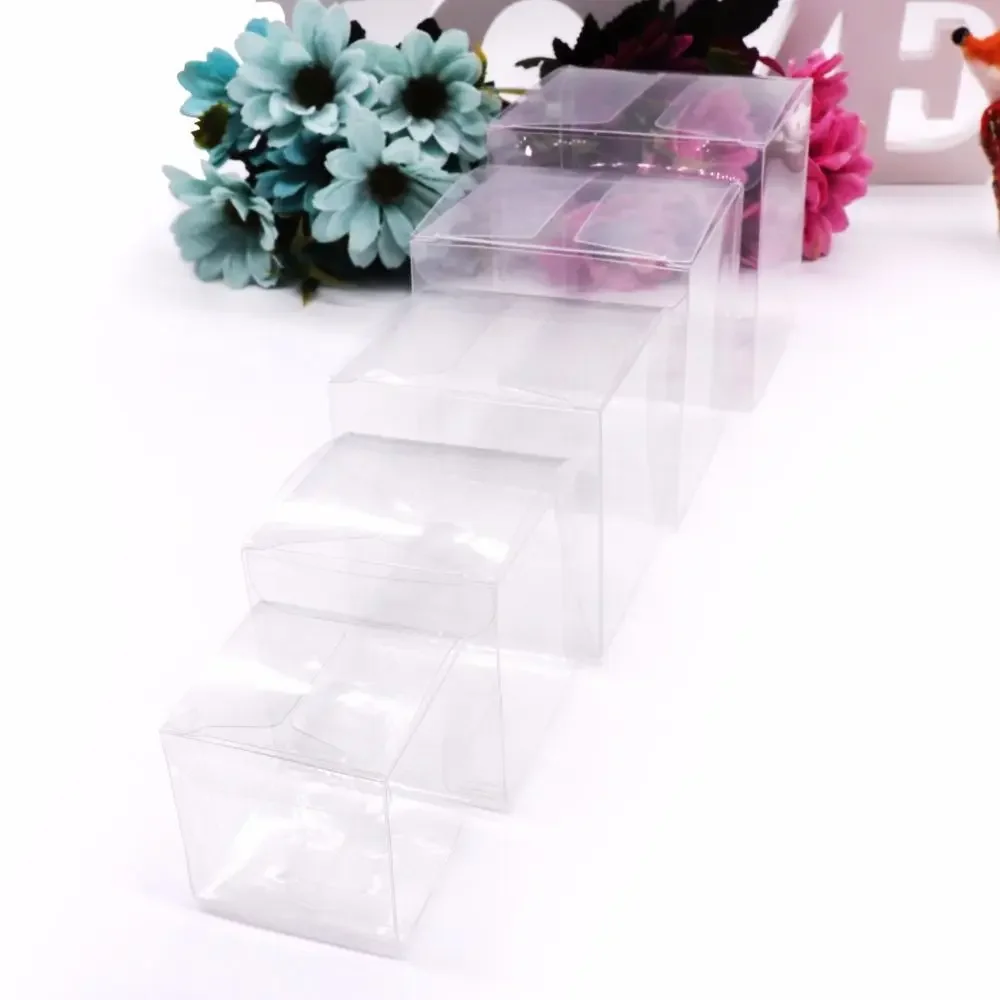 10Pcs Plastic Square Clear Candy Gift Box Chocolate Candy Boxes Jewelry Storage Boxs Wedding Christmas Packaging Gift Boxs