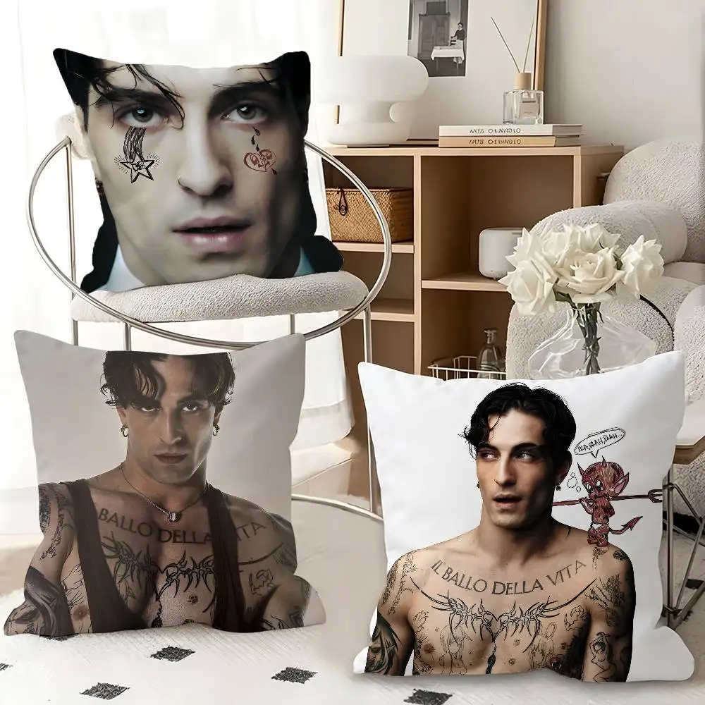 1pc D-Damiano David Funny Pillow Case Fashion Square Pillowcase Bedroom Sofa Room Ins Decoration Leisure