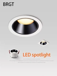 BRGT LED Spot Lights Round Square Recessed Downlight 6W 12W Ceiling Lamp Aluminum Cut Hole 75mm For Kitchen Home Indoor Lighting
