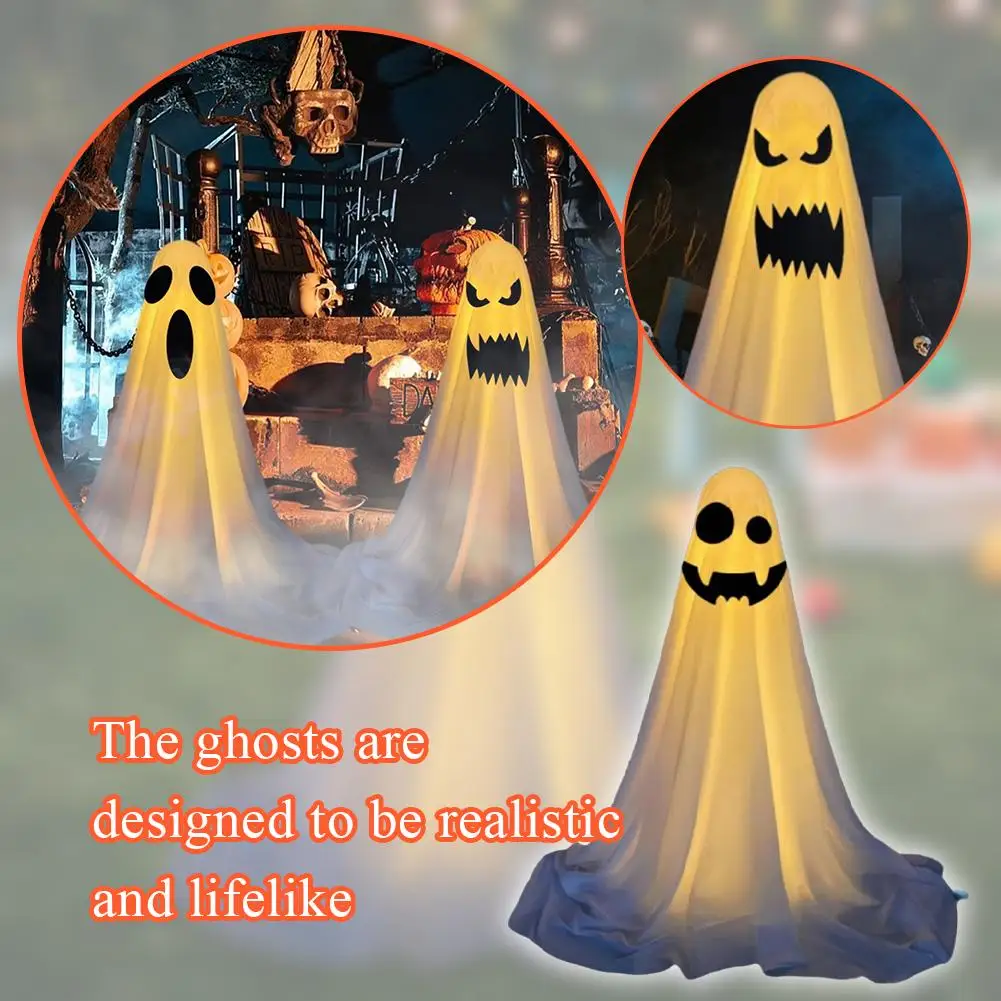 

165cm Halloween Spooky Ghost Decor Led Glow Ghost Front Outdoor Scary Standing Porch Ghost Halloween Patio Deco M1x9