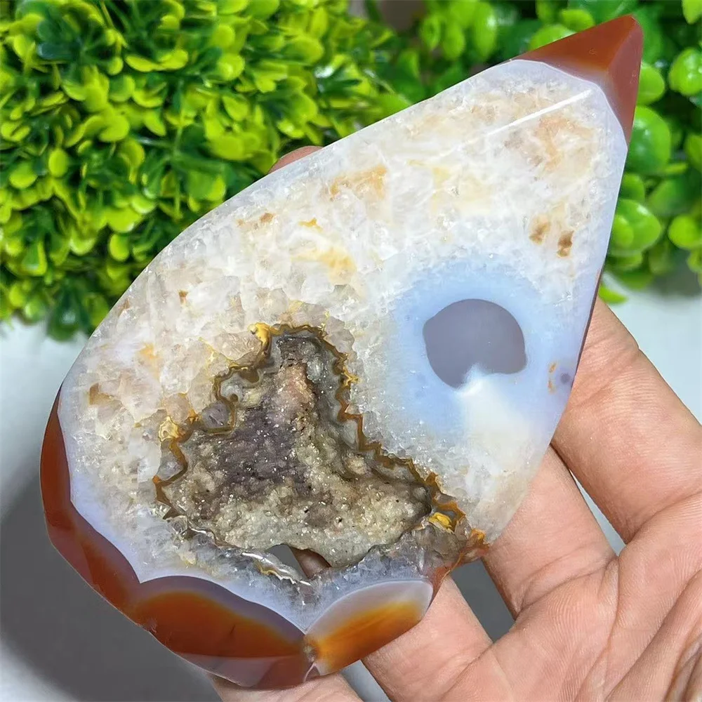 Carnelian Flame Druzy Point Quartz Stone Crystal NaturalAgateReiki Mineral Spiritual Meditation
