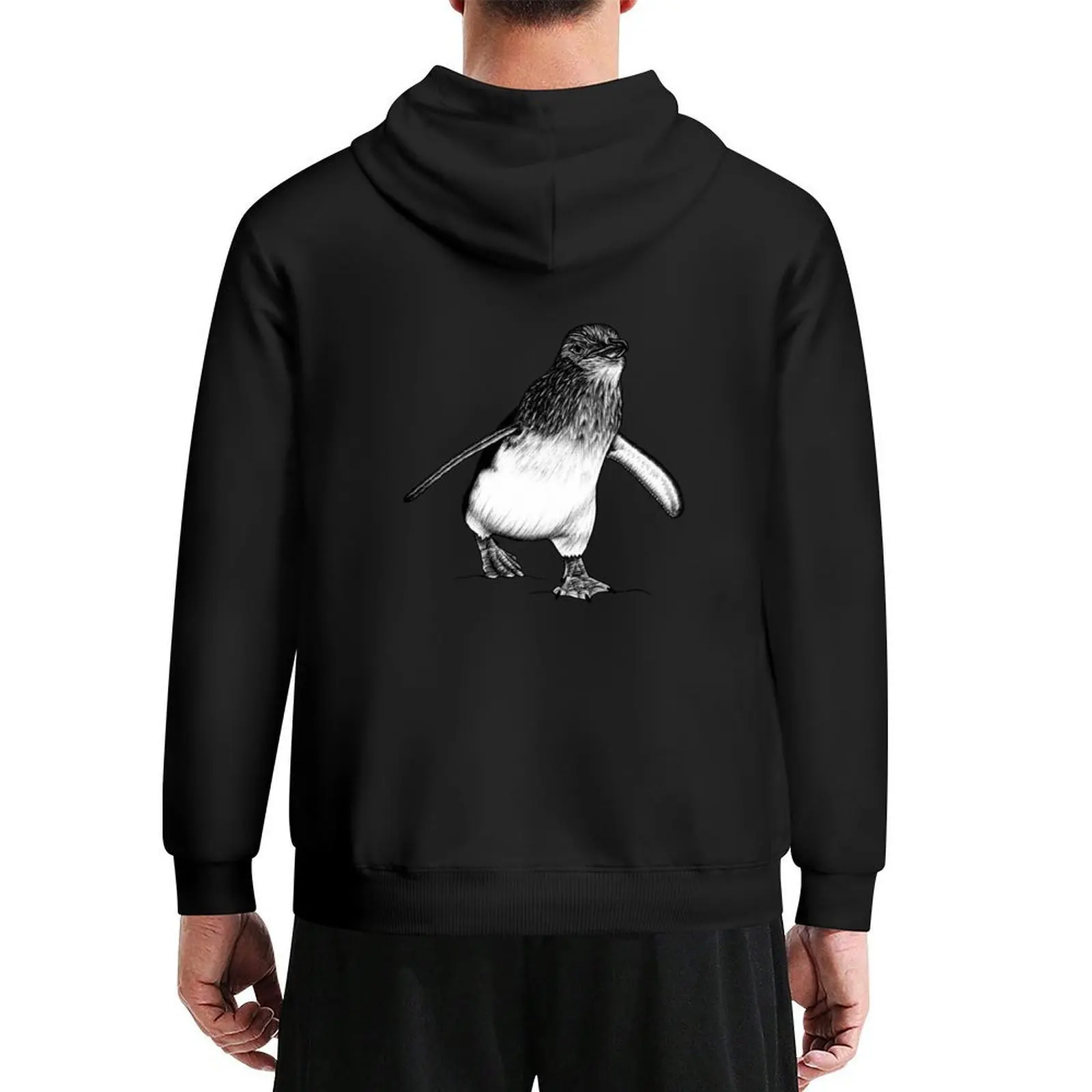 

Little penguin - ink illustration Hoodie male clothes autumn clothes men's winter sweater mens clothing japanese hoodie