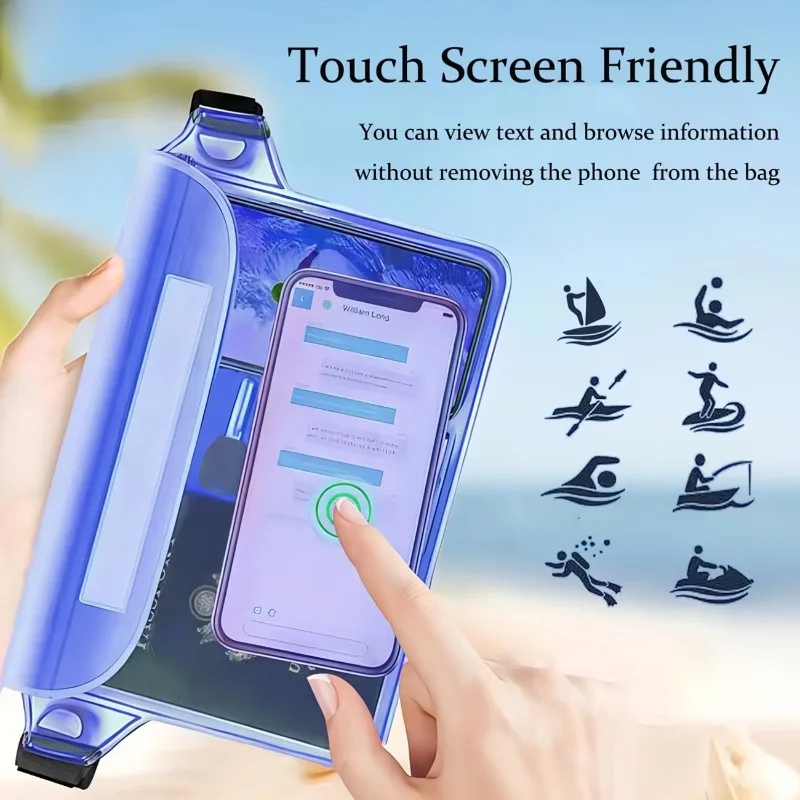 Beach Phone Bag, Three-layer Sealed Touch Screen Waterproof Phone Waist Bag, Suitable for Swimming, Drifting, and Diving