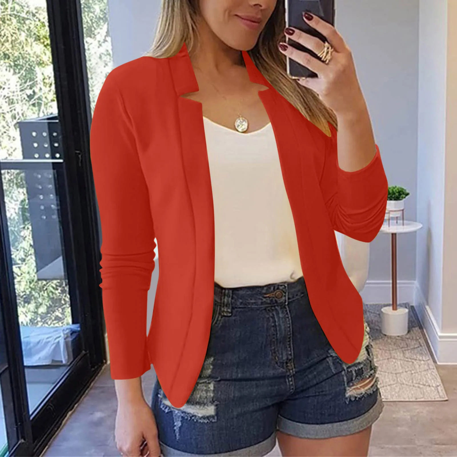 

Women Thin White Blazers Autumn 2024 Female Summer Blazer Long Sleeve Open Stitch Ol Womens Slim Coats Femme Ladies Black Tops