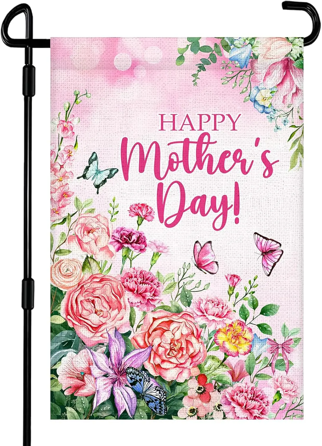 Happy Mothers Day Garden Flag 12x18 Inch Double Sided Colorful Flowers Butterfly Burlap Garden Flags Porch Yard Lawn Farmhou AAS
