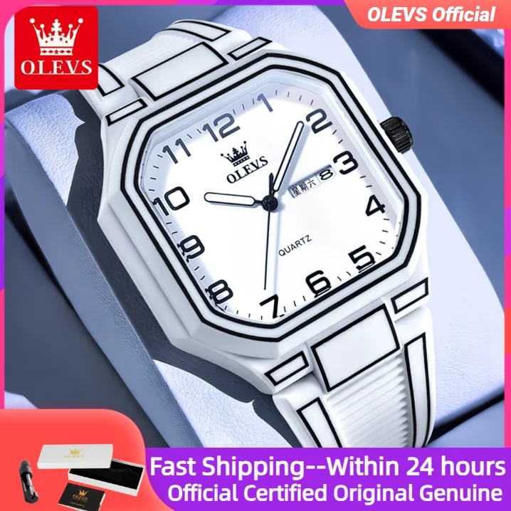 

OLEVS 5661 Модные мужские часы в стиле манга, водонепроницаемые часы с номером, мужские часы с силиконовым ремешком