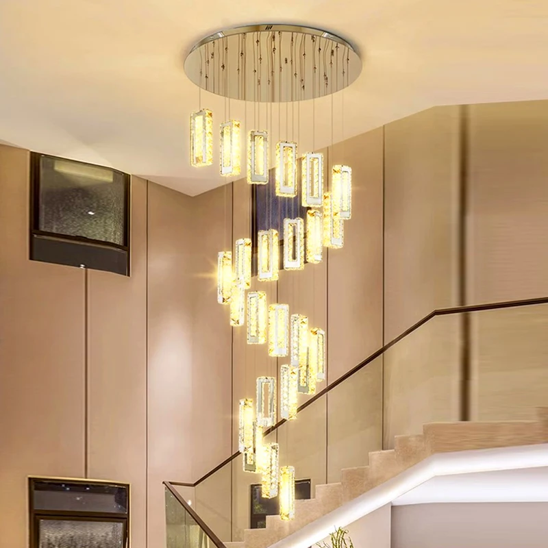 Imagem -03 - Modern Crystal Chandelier For Home Decoration Stair Pendant Lamp Living Room Pendant Lights Iluminação Interior