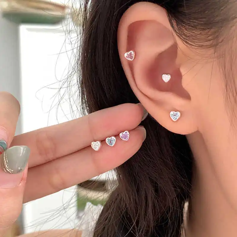 

New 925 Sterling Silver Love Earrings Small Simple Style Charm Woman Earrings Birthday Party Gift for Friends Exquisite Jewelry