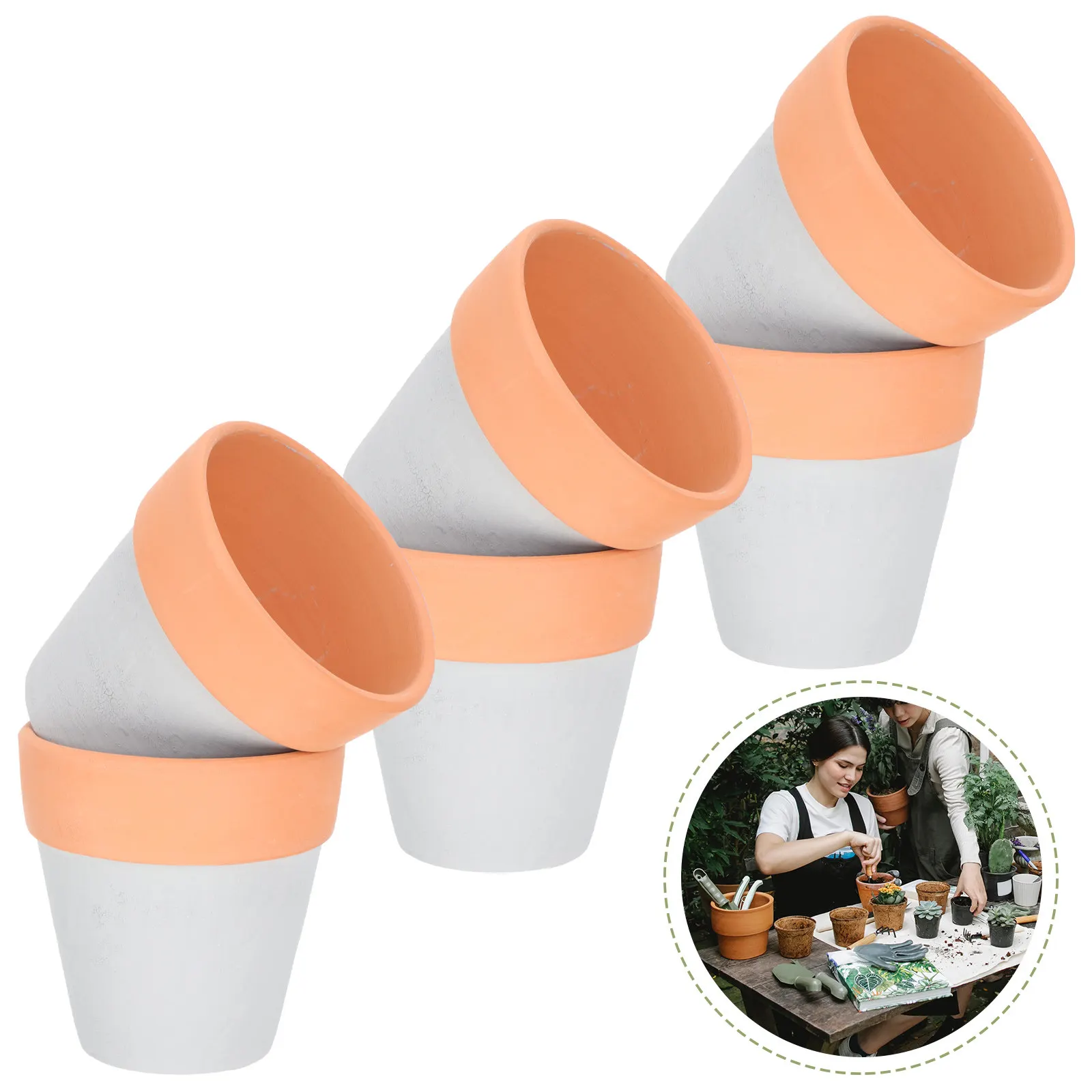 

6Pcs Small Green Pothos Plant Pots Premium Clay Flower Pot Set for Succulents Cactus Indoor Decorative Planters Modern