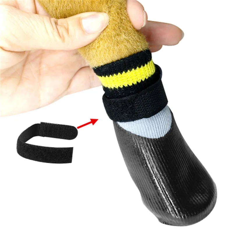 New Outdoor Waterproof Dog Socks Rain Wear Non-Slip Anti Skid Cotton Elastic Shoes With Fixed Belt For All Breeds