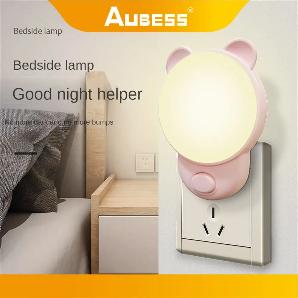 

Bedroom Bedside Lamp Soft Light Long Endurance Two-color Bear Night Light No Glare Flicker Plugged Led Night Light Energy Saving