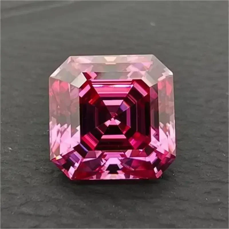 Moissanit-Stein, rosa Farbe, Asscher-Schliff, fortschrittliches Schmuckmaterial, Pass-Diamant-Tester für die Schmuckherstellung mit GRA-Zertifikat